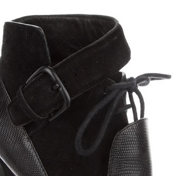 Alexander Wang Black Leather Monique Platform Booties Size 37.5 (7.5) - Picture 7 of 9